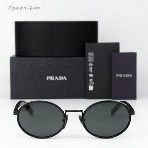 Prada Men Sunglasses Black Grey Oval PRB56S AAV08Z NEW AUTHENTIC